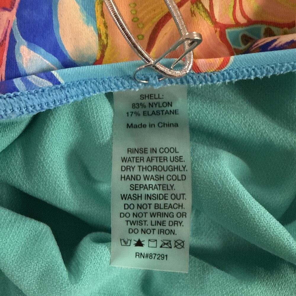 Johnny Was Size Small Helena Halter One Piece Swimsuit Blue Floral NWT $198 - Picture 10 of 11